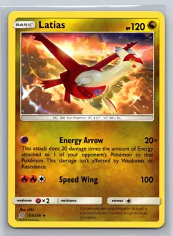 Latias 153/236 Cosmic Eclipse Rare Dragon Basic Eon Legendary Pokemon TCG 2019 - Image 1
