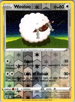 Wooloo 221/264 Fusion Strike Pokemon Reverse Holo Near Mint - Image 1