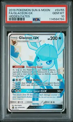 Pokemon PSA 10 Glaceon GX SV55/SV94 Sun & Moon Hidden Fates Shiny Vault Mint - Image 1