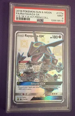 2018 Pokemon Sun & Moon Rayquaza GX FA PSA 9 Mint #177a Card - Image 1