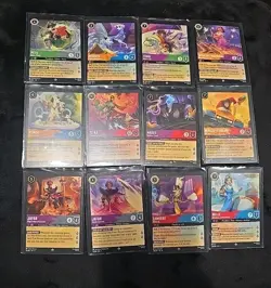 Disney Super Rare LORCANA CARD LOT Of 12 Duel Belle Jafar Hades Pongo Ralph - Image 1