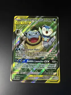 Pokemon Blastoise & Piplup GX 215/236 Sun & Moon Cosmic Eclipse Near Mint - Image 1