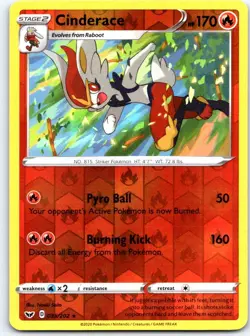 Cinderace 035/202 Holo Rare Sword & Shield Pokemon Reverse Holo NM - Image 1