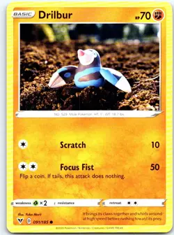 Drilbur 091/185 Common Vivid Voltage Pokemon LP - Image 1
