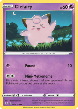 Clefairy 063/185 Vivid Voltage Common NM 2020 Reverse Holo - Image 2