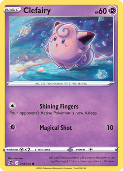 Clefairy 074/192 Rebel Clash Common NM 2020 - Image 2