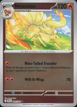 Ninetales 009/086 Uncommon ME04: Chaos Rising Pokemon Reverse Holo Near Mint - Image 1