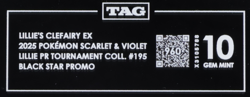 2025 Pokemon Scarlet & Violet #195 Lillie's Clefairy EX Promo TAG 10 (960) - Image 3