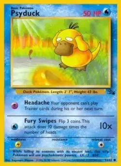 Psyduck - 53/62 - Common - Unlimited Edition NM, English Pokemon Fossil - Image 1