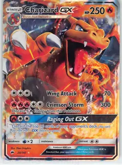 Charizard GX 20/147 Holo GX Rare Burning Shadows Pokemon MP Graphics - Image 1