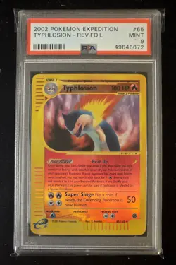 PSA 9 MINT Pokemon TYPHLOSION Reverse Holo Rare 2002 Expedition 28/165 - Image 1