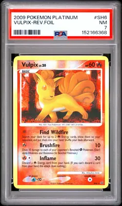 2009 POKEMON PLATINUM #SH6 VULPIX-REVERSE FOIL PSA 7 - Image 1