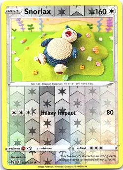 Snorlax 109/159 Rare Crown Zenith Pokemon Reverse Holo Near Mint - Image 1