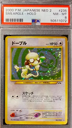 2000 Pokemon Japanese Neo 2 Smeargle Holo PSA 8 NM-MINT - Image 3