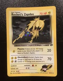 Pokemon Rocket's Zapdos Holo Rare Gym Heroes 15/132 WOTC Vintage 2000 - Image 1