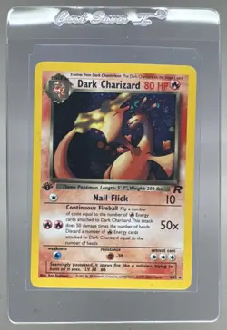 Dark Charizard 2000 Pokemon Team Rocket 1st Edition #4 SWIRL Holo - Image 1