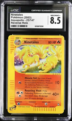 CGC 8.5 Ninetales 2003 Aquapolis 25/147 Reverse Holo Pokemon Card - Image 1