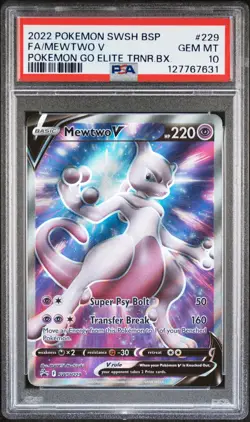 2022 POKEMON SWSH BLACK STAR PROMO #229 FULL ART/MEWTWO V PSA 10 - Image 1