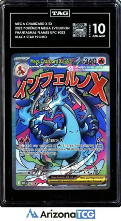 Pokemon 2025 Mega Charizard X ex 023 Black Star Promo Phantasmal Flames TAG 10 - Image 1