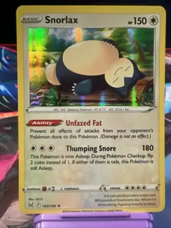 Snorlax Holo Rare SWSH11: Lost Origin 143/196 Holofoil NM Pokemon ✨ - Image 1