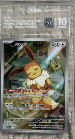 POKEMON CENTER STAMPED Eevee Promo Prismatic Evolutions TAG 10 - Image 1