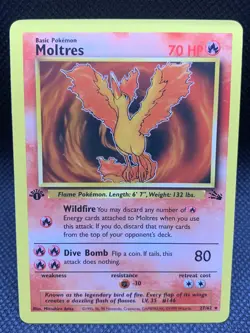 Pokemon | Moltres 27/62 | 1st Edition | Fossil Set | 1999 WOTC | Rare (Non‑Holo) - Image 1