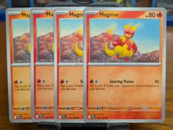 Pokemon TCG Journey Together Magmar 020/159 x4 Playset - Image 1