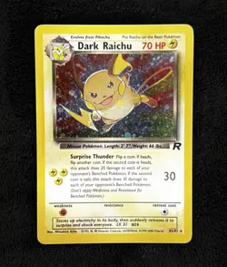 Pokemon Team Rocket Dark Raichu 83/82 Secret Rare Holo LP - Image 1