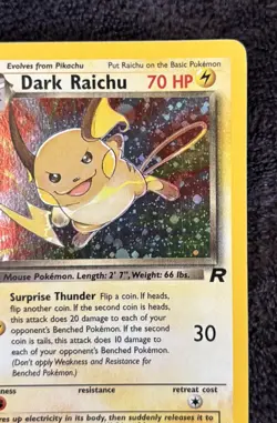 Pokemon Team Rocket Dark Raichu 83/82 Secret Rare Holo LP - Image 4