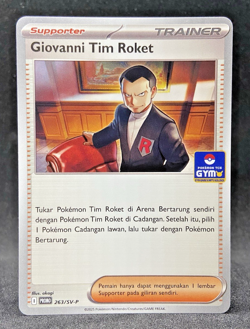 Limited Pokemon TCG Indonesia Trainer Giovanni Gym Promo 263/SV-P Near Mint - Image 1