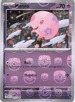 Munna Black Bolt 035/086 Master Ball Reverse Holo Pokemon TCG NM - Image 1