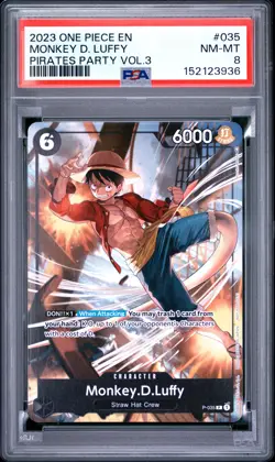 2023 ONE PIECE PROMOS PIRATES PARTY VOL.3 #035 MONKEY D. LUFFY PSA 8 - Image 1