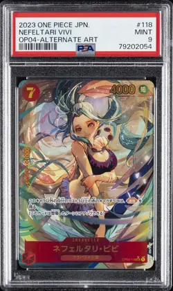 2023 ONE PIECE JAPANESE OP04-KINGDOMS OF INTRIGUE #118 NEFELTARI VIVI PSA 9 - Image 1