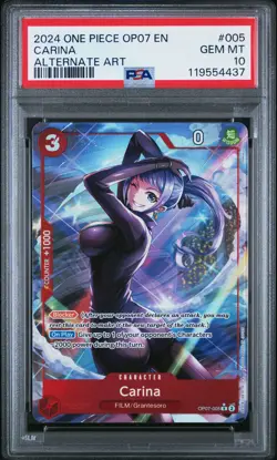 2024 ONE PIECE OP07-500 YEARS IN THE FUTURE ALTERNATE ART #005 CARINA PSA 10 - Image 1