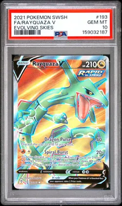 2021 POKEMON SWORD & SHIELD EVOLVING SKIES #193 FULL ART/RAYQUAZA V PSA 10 - Image 1