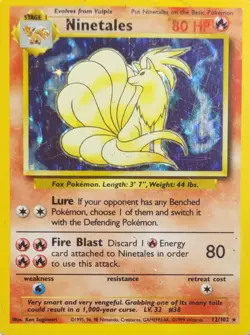 POKEMON TCG BASE UNLIMITED NINETALES 12/102 DMG - Image 1