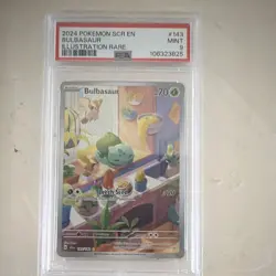 2024 POKEMON SV07 EN #143/142 BULBASAUR ILLUSTRATION RARE PSA 9 - Image 1