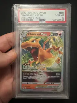 Pokemon SWSH09 Brilliant Stars Charizard VSTAR Holo Ultra Rare 018/172 PSA 10 - Image 1