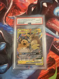 Pokemon 2019 Unified Minds Raichu & Alolan Raichu GX 54/236 PSA 10 - Image 1