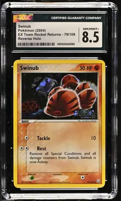 *POP 11* CGC 8.5 Swinub Reverse Holo EX Team Rocket Returns 79/109 Pokemon 2004 - Image 1