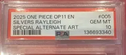 2025 One Piece OP11 Silvers Rayleigh SP Alternate Art OP09-005 PSA 10 Gem Mint - Image 2