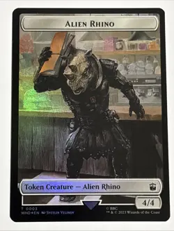 MTG Universes Beyond: Doctor Who Alien Rhino/Cyberman Token Foil 0003/0024 NM - Image 1
