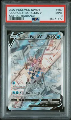 2022 POKEMON SWORD & SHIELD ASTRAL RADIANCE FULL ART ORIGIN FORME PALKIA V PSA 9 - Image 1