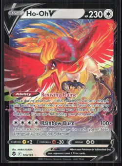 Ho-Oh V 140/195 Holo V Rare Silver Tempest Pokemon NM 01-05-026 - Image 1
