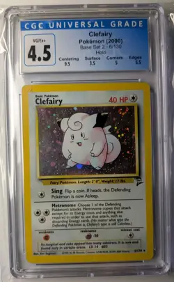 CGC 4.5 w/ SWIRL Clefairy Base Set 2 Holo 6/130 2000 Pokemon WOTC - Image 2