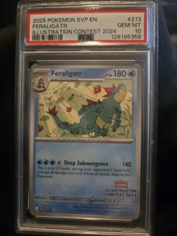 2025 POKEMON SVP ILLUSTRATION CONTEST 2024 PROMO #213 FERALIGATR PSA 10 - Image 1
