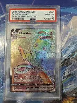 Pokemon TCG Mew VMAX 268/264 Fusion Strike Secret Rare Rainbow Holo PSA 10 - Image 1