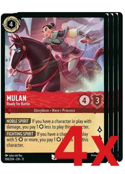 4x Disney Lorcana TCG 108/204 Mulan - Ready for Battle Uncommon NM - Image 1