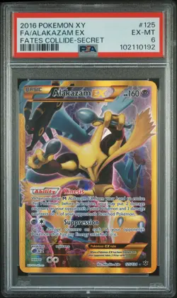 2016 POKEMON XY FATES COLLIDE SECRET #125 FULL ART/ALAKAZAM EX PSA 6 - Image 1