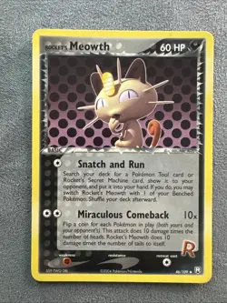 NM Near Mint Rocket's Meowth 46/109 Non Holo Team Rocket Returns 2004 Pokemon - Image 1